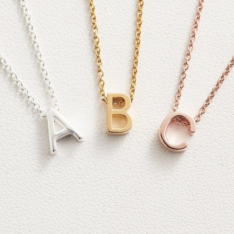 Bead Initial Necklace Gold Initial Necklace Dainty Letter Necklace Tiny Initial Necklace Initial Jewellery Personalised Necklace image 2