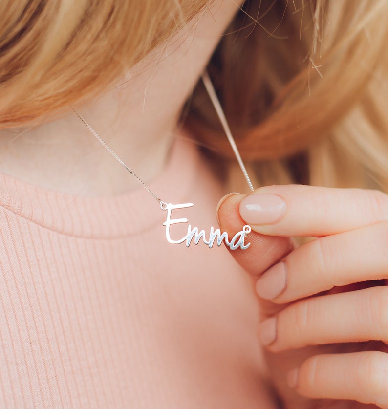 Sterling Silver Name Necklace Personalised Name Necklace Etsy UK