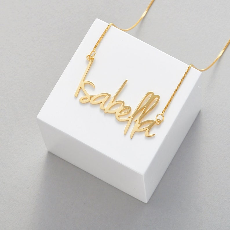 Gold Name Necklace Personalised Name Necklace Custom Name Necklace Custom Name Jewellery Personalised Necklace Gift Any Name Gift image 1