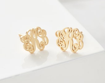 Gold Monogram Studs | Initial Earrings | Monogram Initials | Initial Studs | Monogram Earrings | Gold Initial Studs | Monogram Jewellery