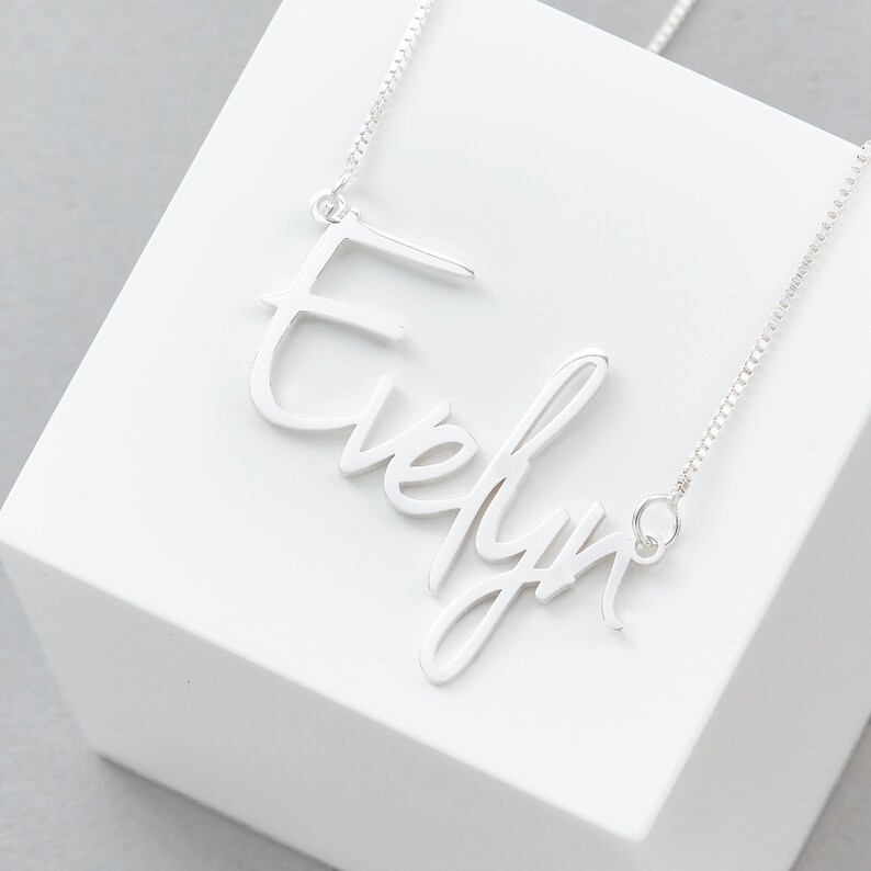 Sterling Silver Name Necklace Personalised Name Necklace Etsy