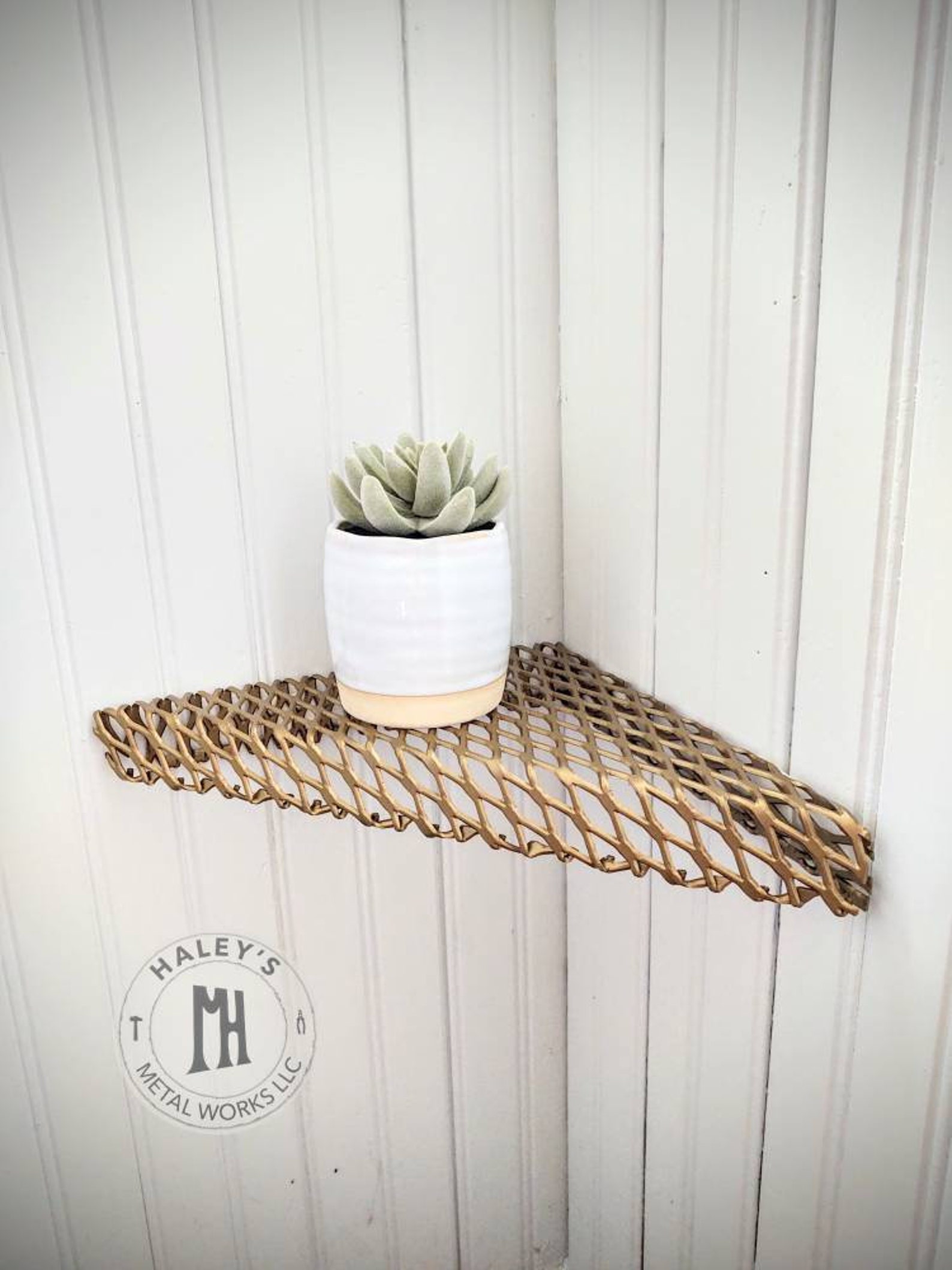 Corner Shelf Rose Gold Metal 12 or 20 Inch Floating Shelves Etsy