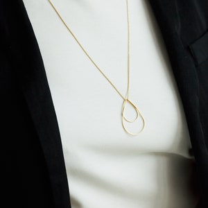 Long Golden Drop Necklace Gold Plated Necklace Triangle Golden Necklace Minimalistic