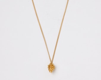 Gold Plated Necklace Pine Cone  Golden Filigree Necklace