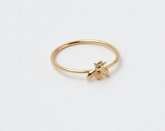 Ring Bee Sterling Silver Ring Signet Ring Golden Bee Honeybee