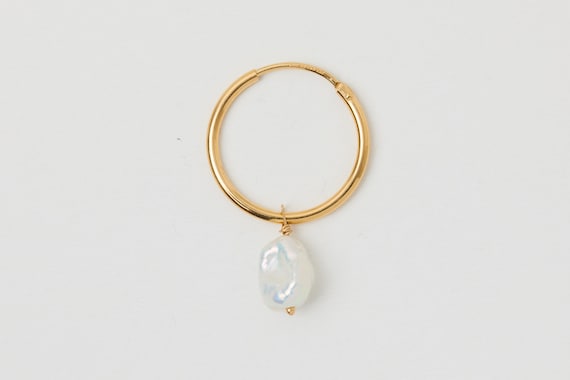 Buy A Single Pretty Freshwater Pearl Hoop Gold Plated Disc