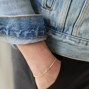 Goldenes Armband Box Chain Dünne Casual Armkette