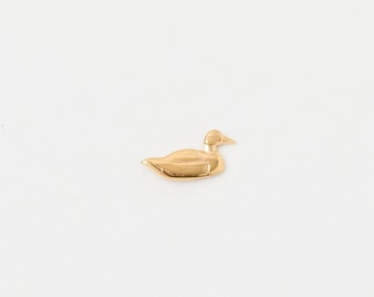 UNIKAT Winziger Pin Mini Brosche Ente Duck Gans Fluss Strand Frühling Sonne goldener Mini-Pin Entenschmuck