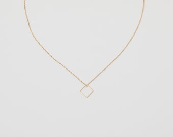 Sale Last necklaces  Gold or Silver Diamond Box Rhombus Shaped Pendant  Necklace Minimal Necklace Diamond Triangle Minimalistic Jewelry