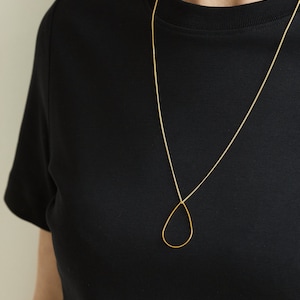 Long Golden Drop Necklace Gold Plated Necklace Triangle Golden Necklace Minimalistic