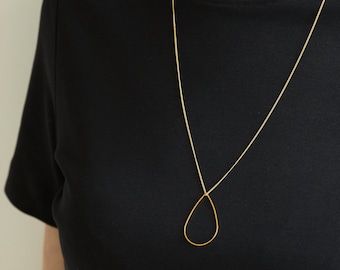 Long Golden Drop Necklace Gold Plated Necklace Triangle Golden Necklace Minimalistic