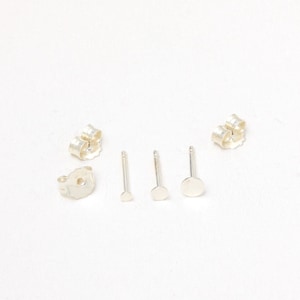 Teeny Tiny Set of 3 dot studs waterproof  Small Studs Disc Earstuds Rosegold Silver 925 Silver Rose Gold Plated Circle layering