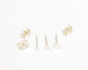 Teeny Tiny Set of 3 dot studs waterproof  Small Studs Disc Earstuds Rosegold Silver 925 Silver Rose Gold Plated Circle layering