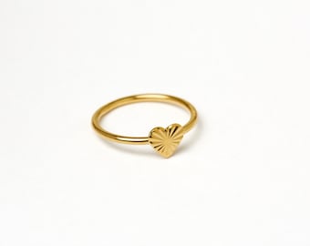 Anillo de corazón dorado corazón facetado anillo de plata 925 anillo de plata esterlina en anillo de dedo de oro anillo de apilamiento