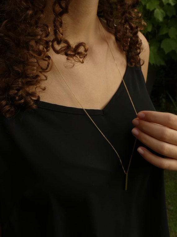 SALE Gold Plated Bar Necklace Stick Necklace Bar Casual Jewelry