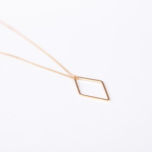 Long golden Diamond Necklace Rhombus Necklace Triangle Rosegolden Necklace Minimal Roségold