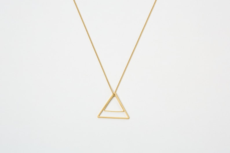 Lange driehoekige ketting ketting zilveren driehoekige ketting of gouden ketting of rosé driehoekige ketting minimale zilveren ketting met lange ketting afbeelding 5