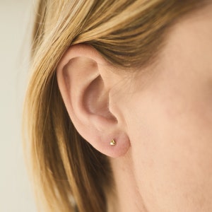 A  Pair of tiny golden triangle studs Triangle Earstuds Sterling Silver Studs Earrings Studs Earrings