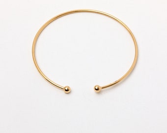 Gouden Bangle 925 Zilver in Gouden of Zilveren Manchet Hoop Bangle Boho Verstelbare Armband Armband Polsband Ballen Kralen