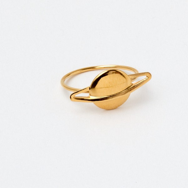 The Universe Unique Sterling Silver Ring Planet Rosegolden or  Gold Plated  Saturn