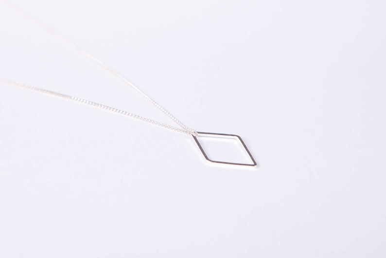 Long golden Diamond Necklace Rhombus Necklace Triangle Rosegolden Necklace Minimal Silber