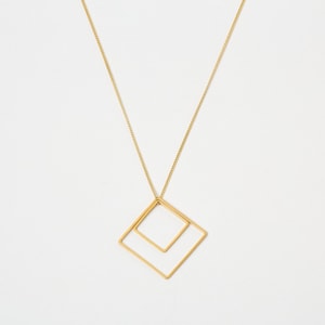Long Golden Diamond Necklace Gold Plated Necklace Triangle  Golden Necklace Minimal