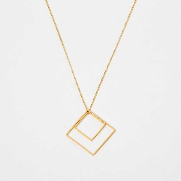 Long collier de chaîne de diamants chaîne d’or de diamant chaîne géométrique minimale chaîne de triangle de diamant d’or or rose ou argent minimal