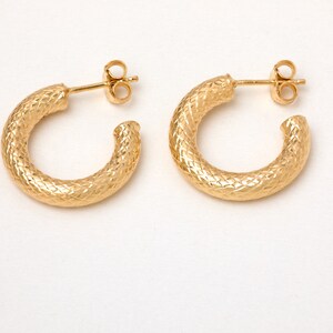 A Pair of Small Sterling Silver Hoops 17mm Earrings Golden Sterling Silver 925 Gold Plated Earrings image 2