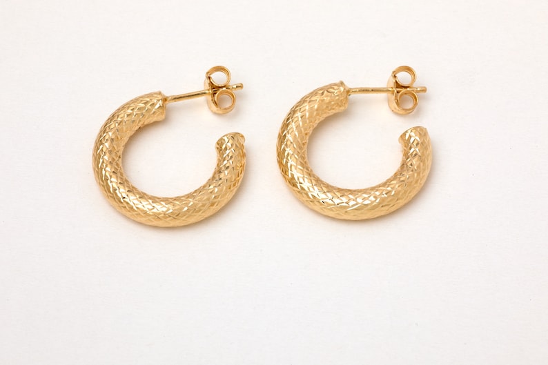 A Pair of Small Sterling Silver Hoops 17mm Earrings Golden Sterling Silver 925 Gold Plated Earrings image 2