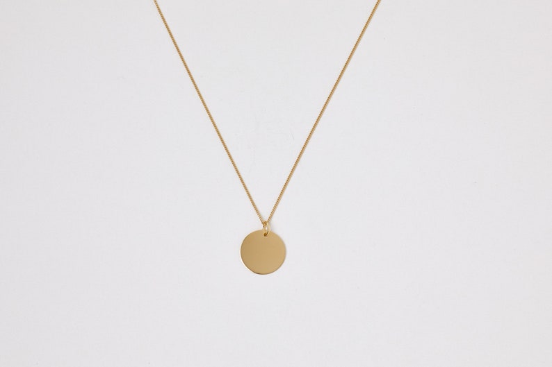 Golden Disc Necklace Gold Ring Circle Coin Golden Necklace Hoop Necklace image 2