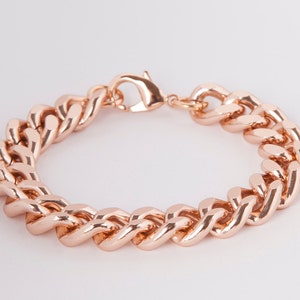 Bracelet Rosegold or Silver Curb Chain Rose Gold Plated Chunky Curb Bracelet Rosegold image 3