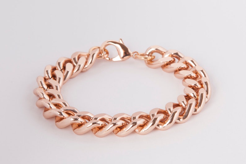 Bracelet Rosegold or Silver Curb Chain Rose Gold Plated Chunky Curb Bracelet Rosegold image 3