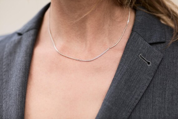 Silver 925 Sterling Silver Chain Necklace Casual Look Simple Curbchain Etsy