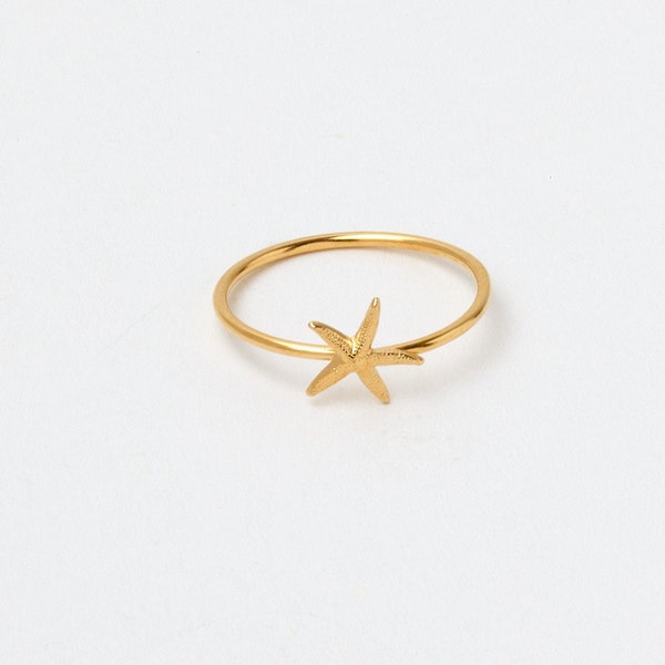 Stapelring Goldener Sommerring Seestern Silberring  Sterling Silver Ring Fingerring Starfish Ringe Stapelbar