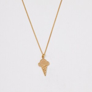 Golden ice cream necklace Gold Plated Necklace Icecream Summer Jewelry Beach Ice Cream Gold