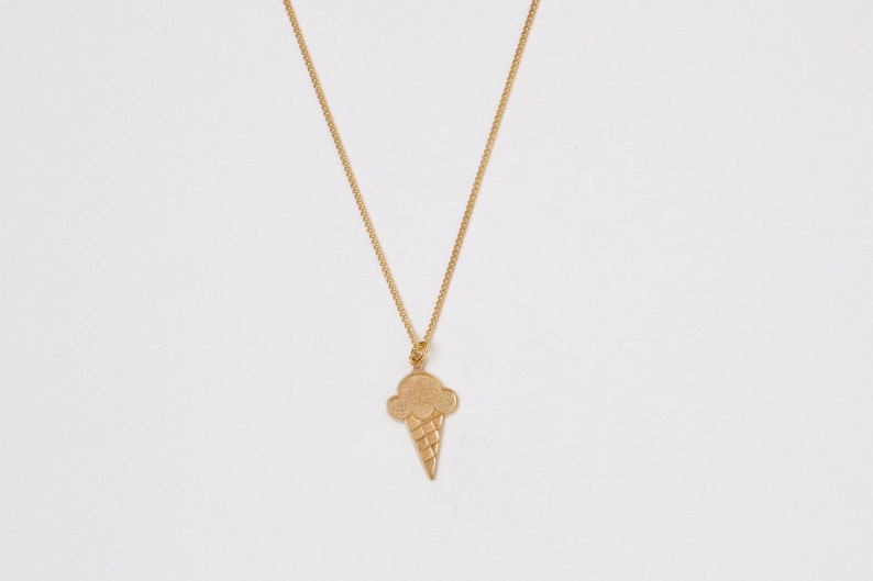 Golden ice cream necklace Gold Plated Necklace Icecream Summer Jewelry Beach Ice Cream Gold