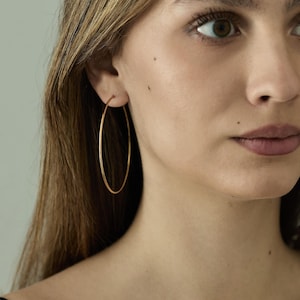 A Pair of Large Golden Hoops XL Earrings Golden Sterling Silver 925 Gold Plated  Earrings