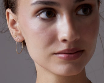 A Pair of very fine Sterling Silver Hoops Differerent Sizes  Earrings 925 Silver Thin hoops  Golden Or Rosegolden Hoops