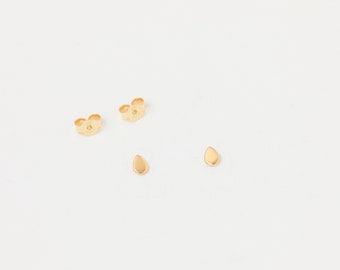 A Pair of Tiny golden Teardrop Studs Drop Earstuds  Sterling Silver Studs Earrings  Studs Mini Dropstuds