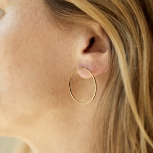XL Golden Circle Earstuds Sterling Silver Studs Earrings Studs Rosengolden Hoops