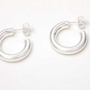 A Pair of Small Sterling Silver Hoops 17mm Earrings Golden Sterling Silver 925 Gold Plated Earrings image 9