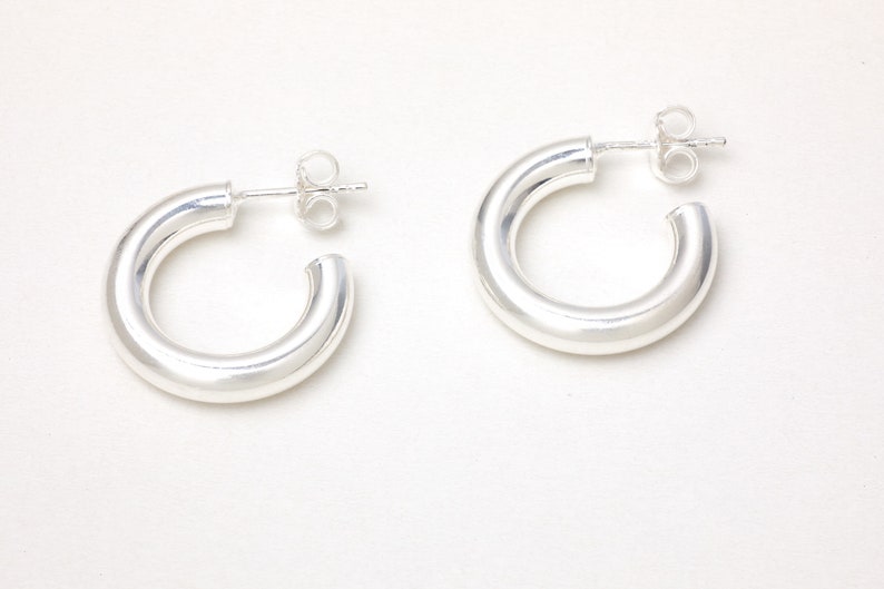 A Pair of Small Sterling Silver Hoops 17mm Earrings Golden Sterling Silver 925 Gold Plated Earrings image 9