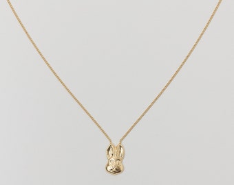 Cadena de oro única cadena de conejito conejito sonriente conejito de Pascua pieza única cadena de conejito cadena delicada con conejitos conejo llamativo conejito