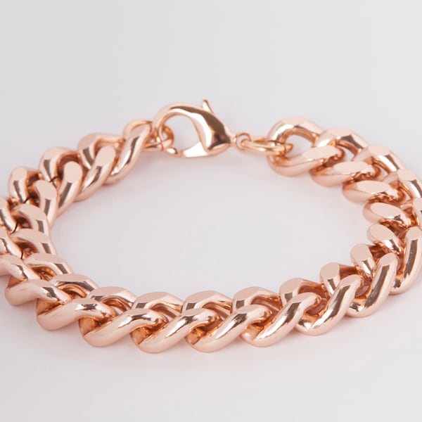 Bracelet Rosegold  or Silver Curb Chain Rose Gold Plated Chunky Curb Bracelet Rosegold