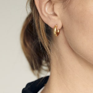 A Pair of Small Sterling Silver Hoops 17mm Earrings Golden Sterling Silver 925 Gold Plated Earrings image 1