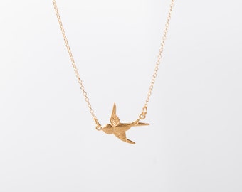 Halskette Goldkette Schwalbe Vogelkette Kettchen Goldschmuck Anker Vogel Goldene Kette Vergoldet