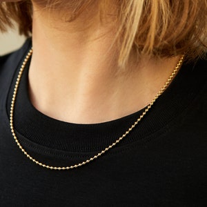 Golden Necklace Gold Chain Ball Chain golden Ballchain Plated Beads Gold