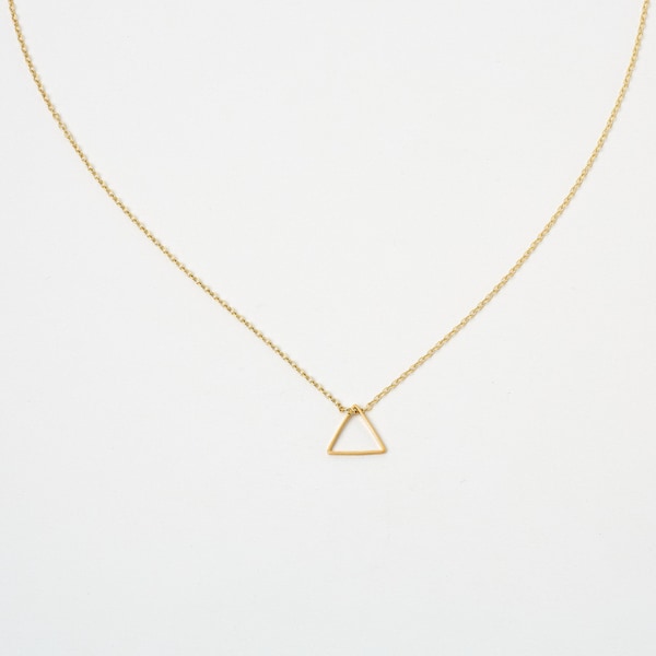 Golden Triangle Necklace  Golden Necklace Minimal Jewelry Necklace  Triangle Minimalistic Necklace