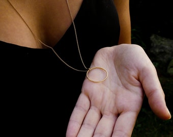 Sale Long Golden Neckla Gold  Plated with a Hoop Necklace Circle Large Ring Golden Necklace  Hoops  Disc