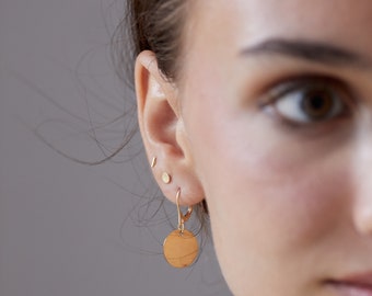 A Stunning Pair of Earrings Disc Rosegold Gold Or Silver Circle Ear Rings Studs Dangly Earrings Rose Disc